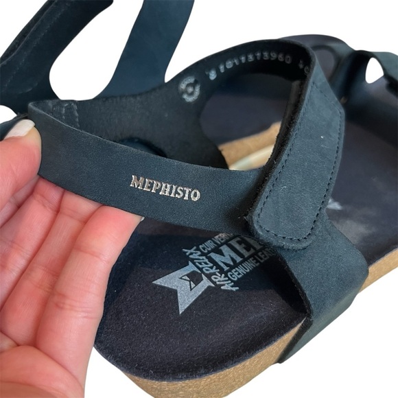 Mephisto Coraly Blue Velcro Heeled Cork Ergonomic Sandals Size EU 40 US 10 - Picture 6 of 7